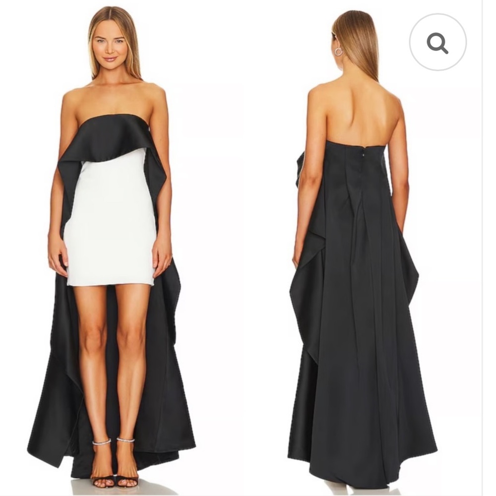 NWT Alice + Olivia Strapless Black and White Gown (Size 0)